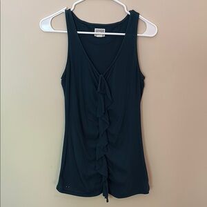 Converse Green Ruffled Tie Front Tank Top